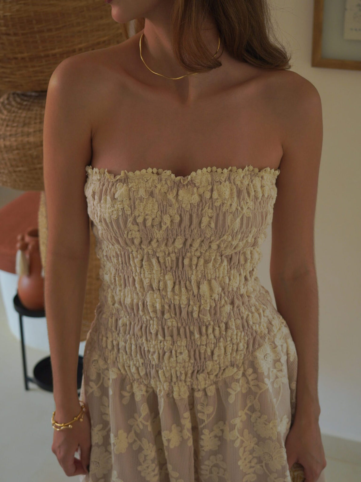 GEMMA CREAM EMBROIDERED LONG DRESS
