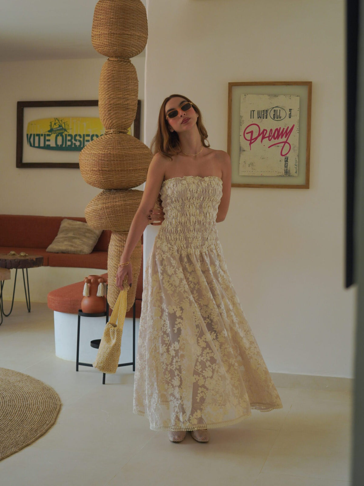 GEMMA CREAM EMBROIDERED LONG DRESS