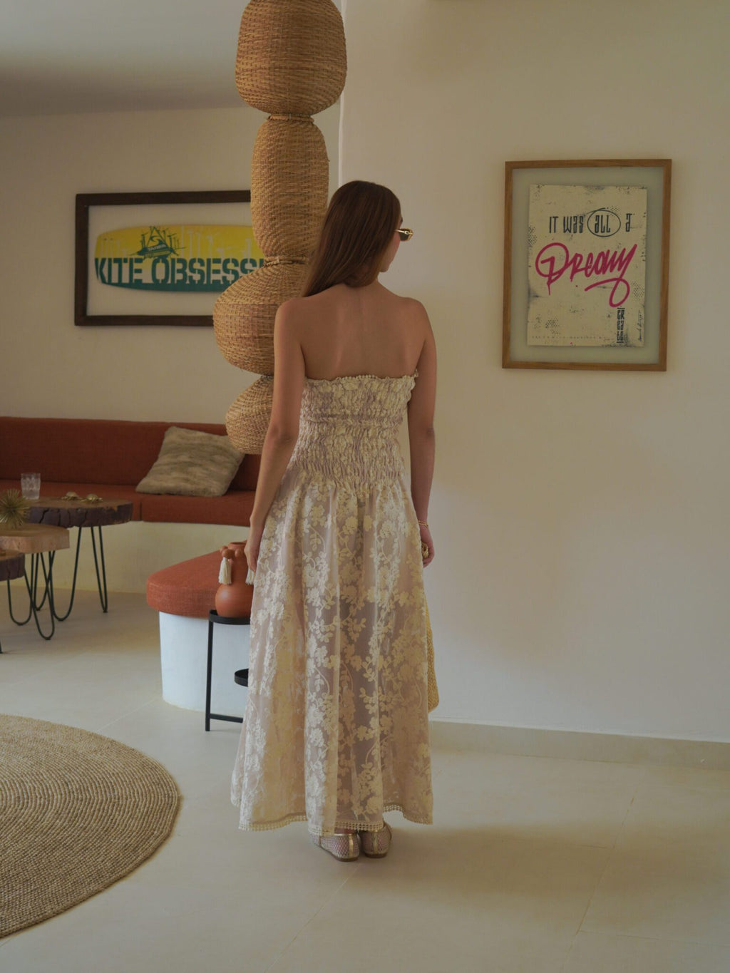 GEMMA CREAM EMBROIDERED LONG DRESS