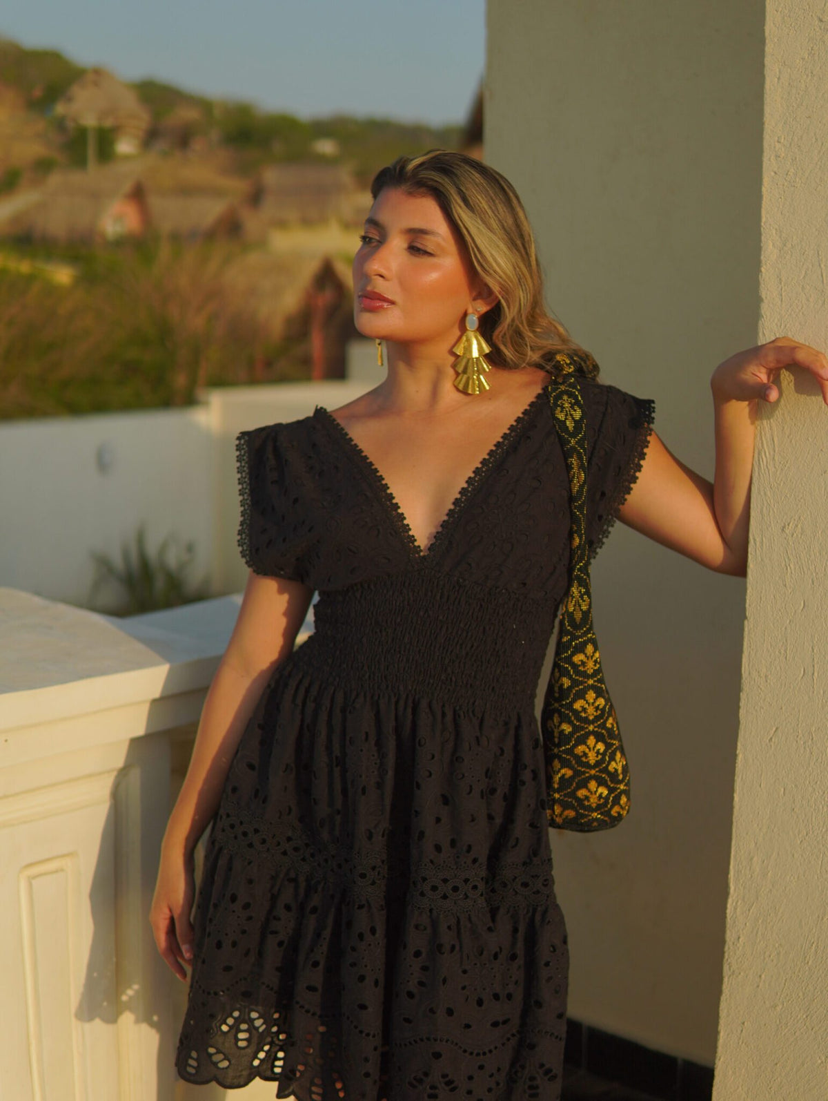 OASIS BLACK EMBROIDERED DRESS