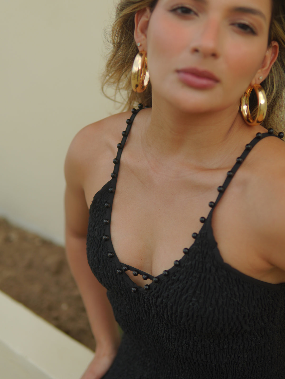COSTA BAHIA BLACK EMBROIDERED DRESS