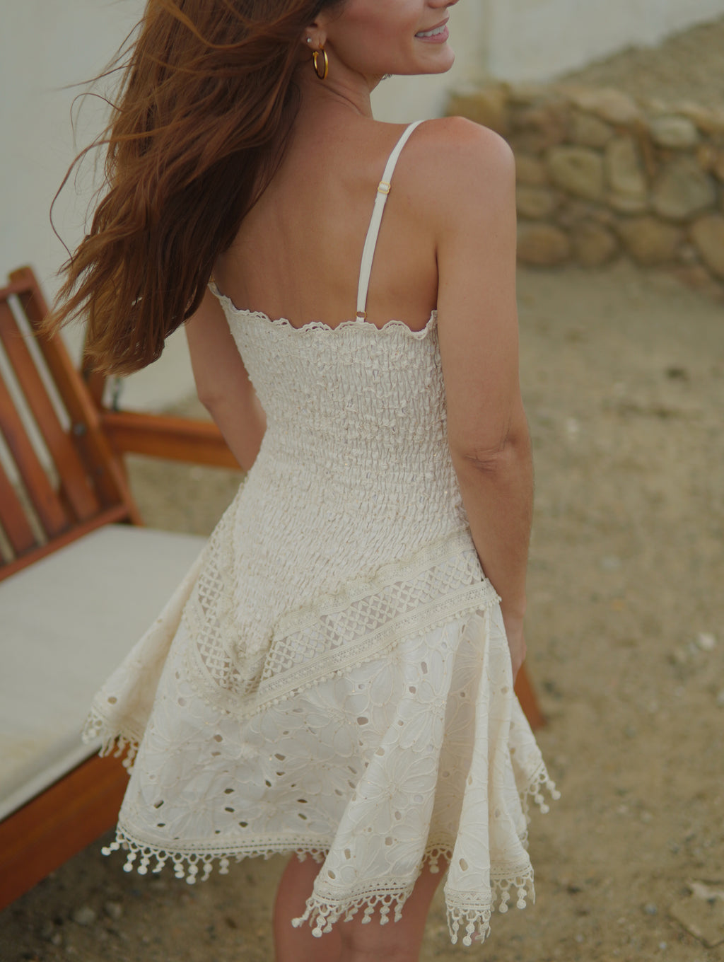 PAMELA CREM EMBROIDERED DRESS