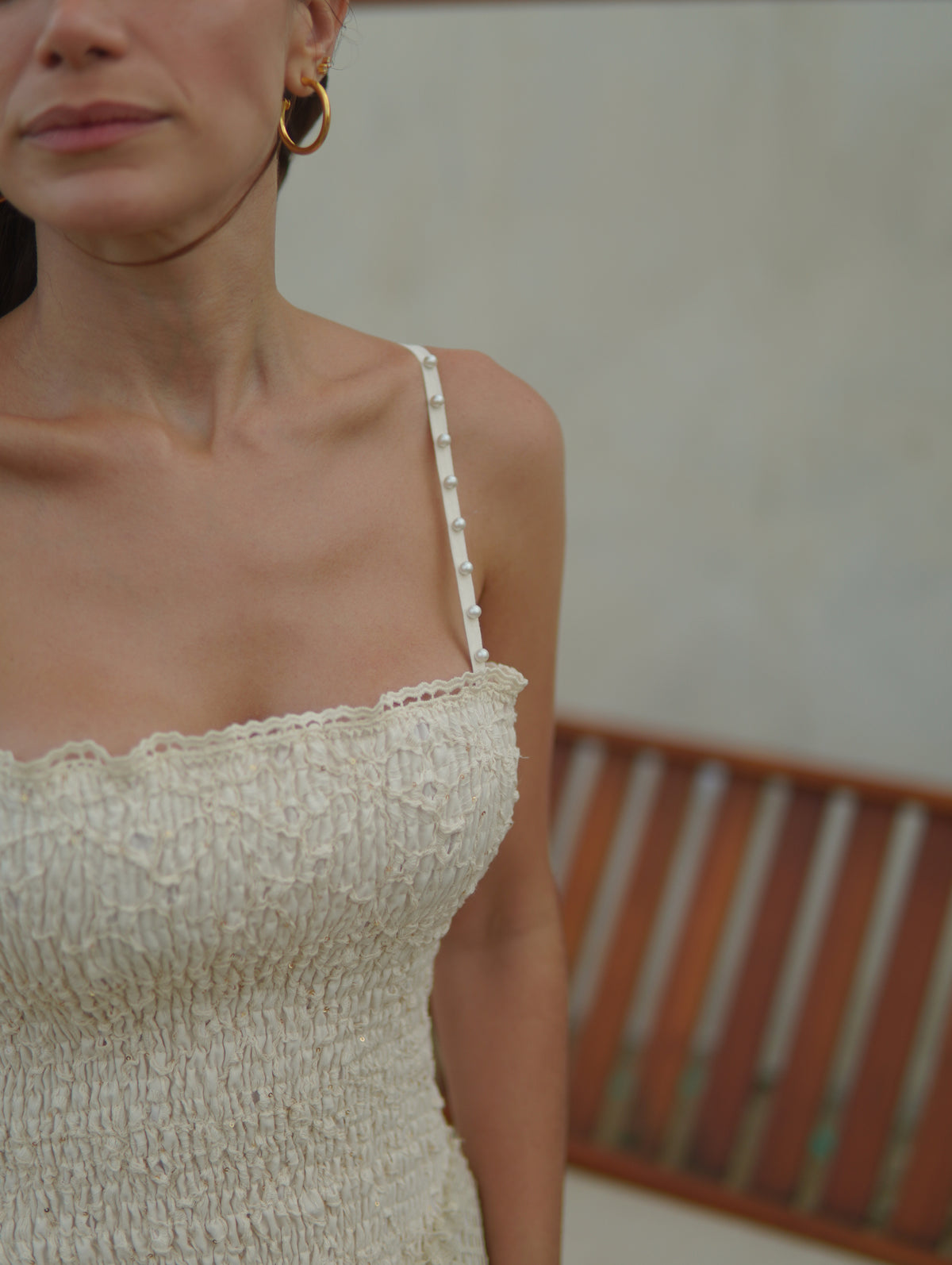PAMELA CREM EMBROIDERED DRESS