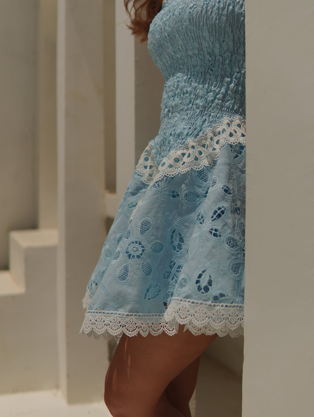 PAMELA BLUE EMBROIDERED DRESS II