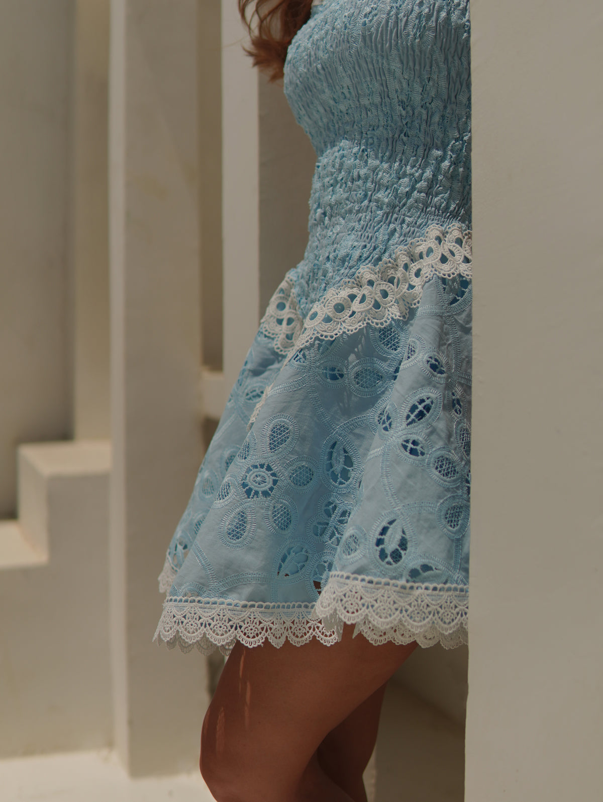 PAMELA BLUE EMBROIDERED DRESS II