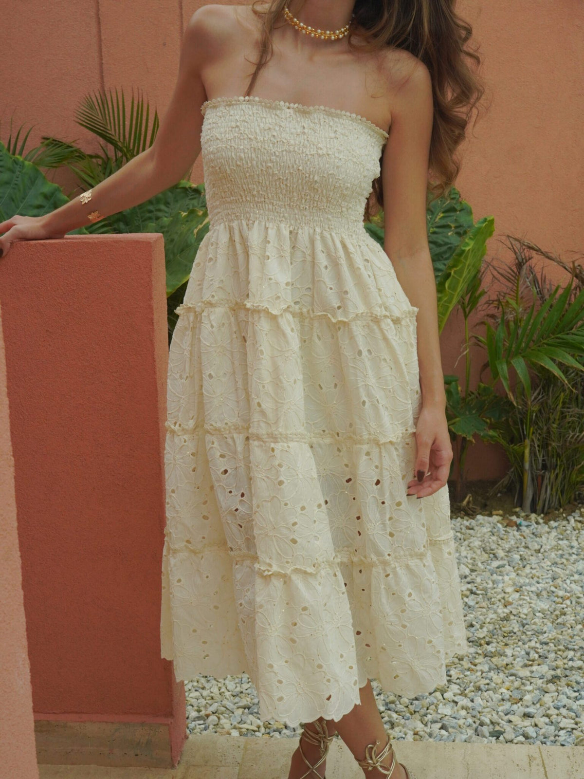 LUCI DRESS/SKIRT CREAM/FLOWERS