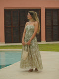 GEMMA GREEN EMBROIDERED LONG DRESS
