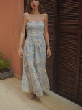 GEMMA BLUE EMBROIDERED LONG DRESS