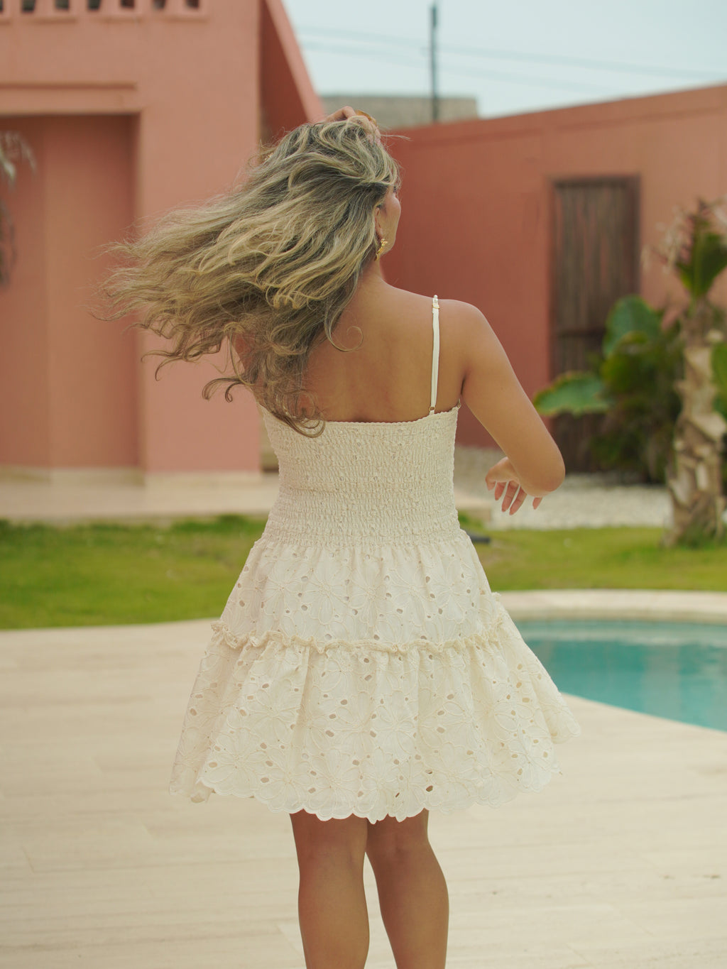 SOLANA EMBROIDERED CREAM DRESS