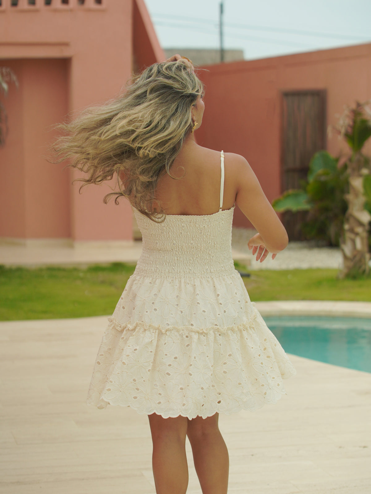 SOLANA EMBROIDERED CREAM DRESS